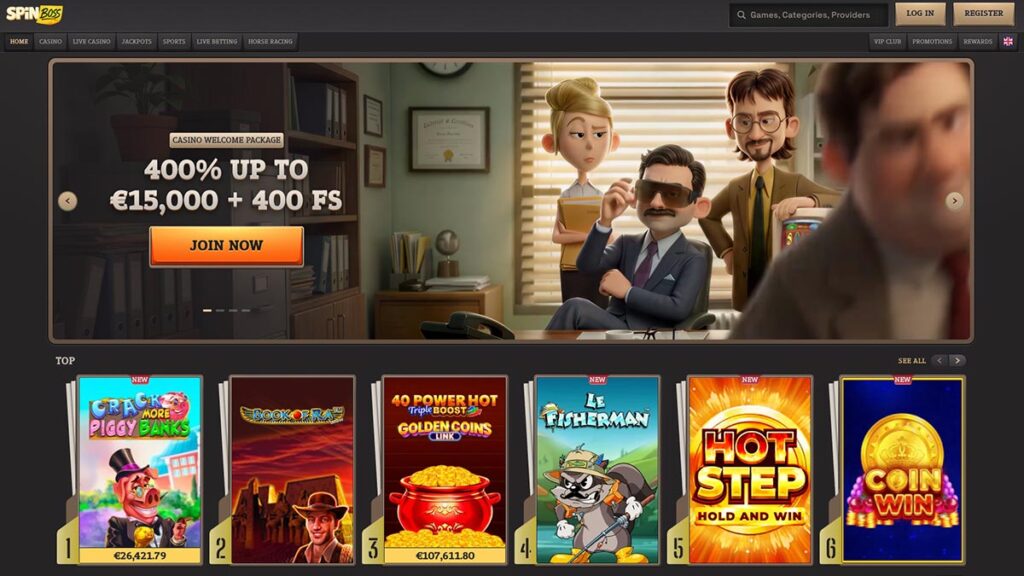 homepage van het spinboss casino zonder cruks